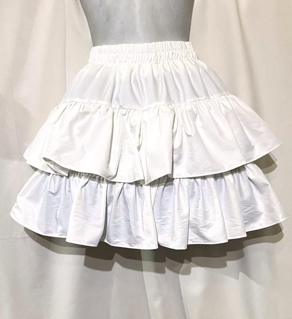 3段フリルティアードスカート：白 - MARBLE ~online shop~