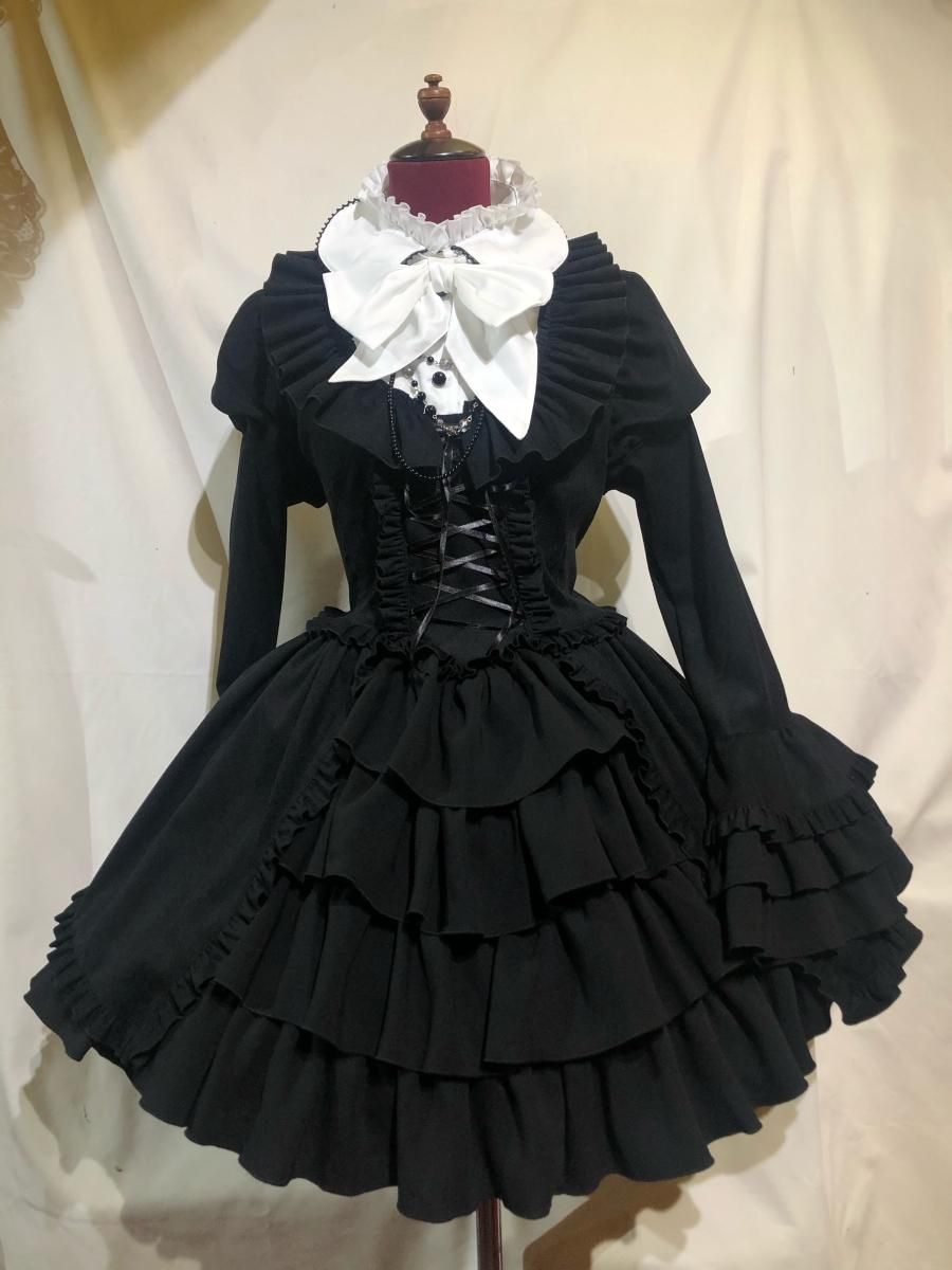 ◇受注商品◇レース付きエレガンスゴシック調 ロングフリル ◇受注商品◇レース付きエレガンスゴシック調 ロングフリル