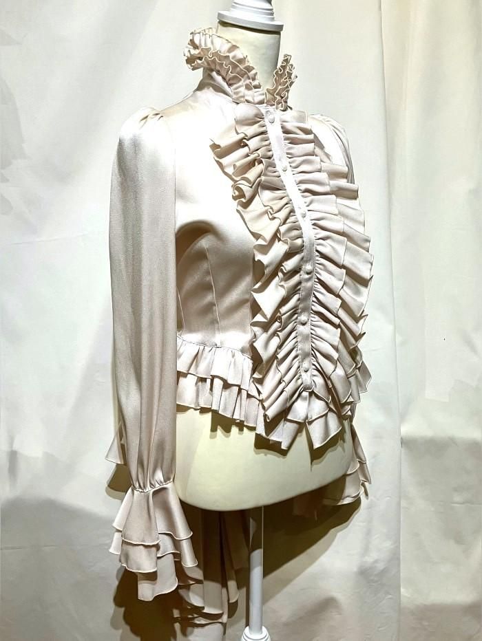 ◇受注商品◇アンティークカメオタイ付きボリュームフリルワンピース型