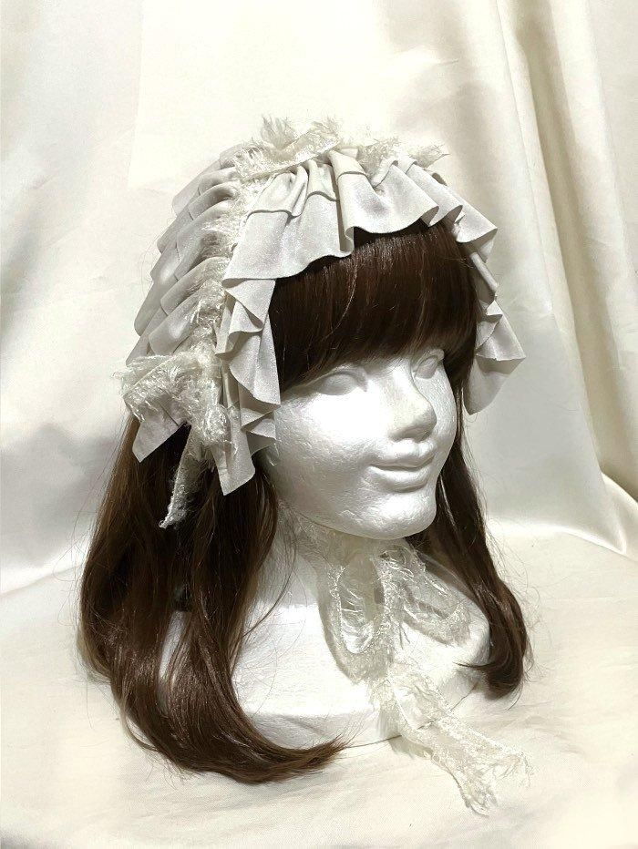 ◇受注商品◇ボリュームフリル＆レースヘッドドレス：黒