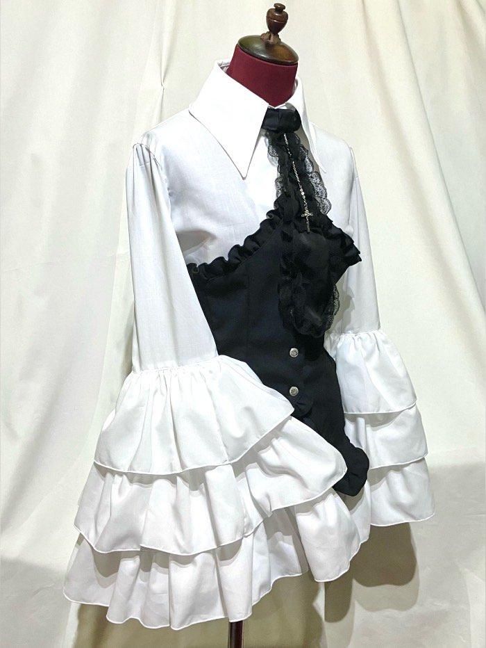 marble 姫袖ブラウス　白　新品　リボンタイつき marble 姫袖ブラウス 白 新品 リボンタイつき