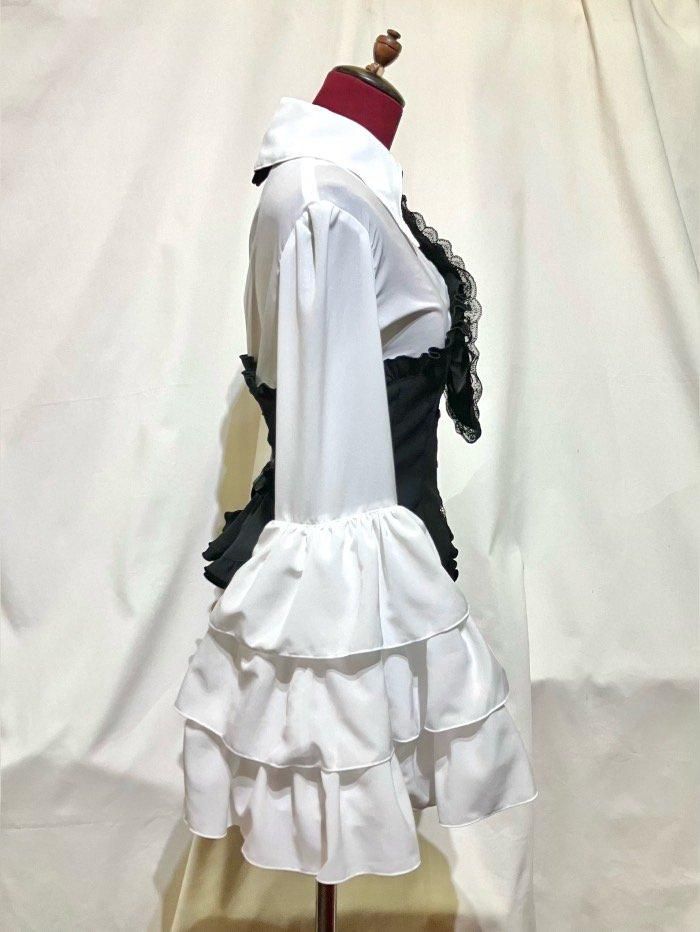 MARBLE】マーブル 総フリル編み上げコルセット黒×白レース×白リボン☆Lサイズ☆を販売する通販ページです。｜ATELIER-PIERROT  アトリエピエロ