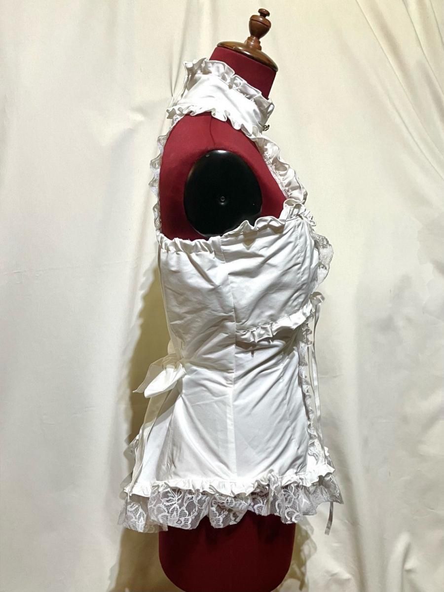 ◇受注商品◇アクセサリー付き編み上げビスチェ：白×白 - MARBLE