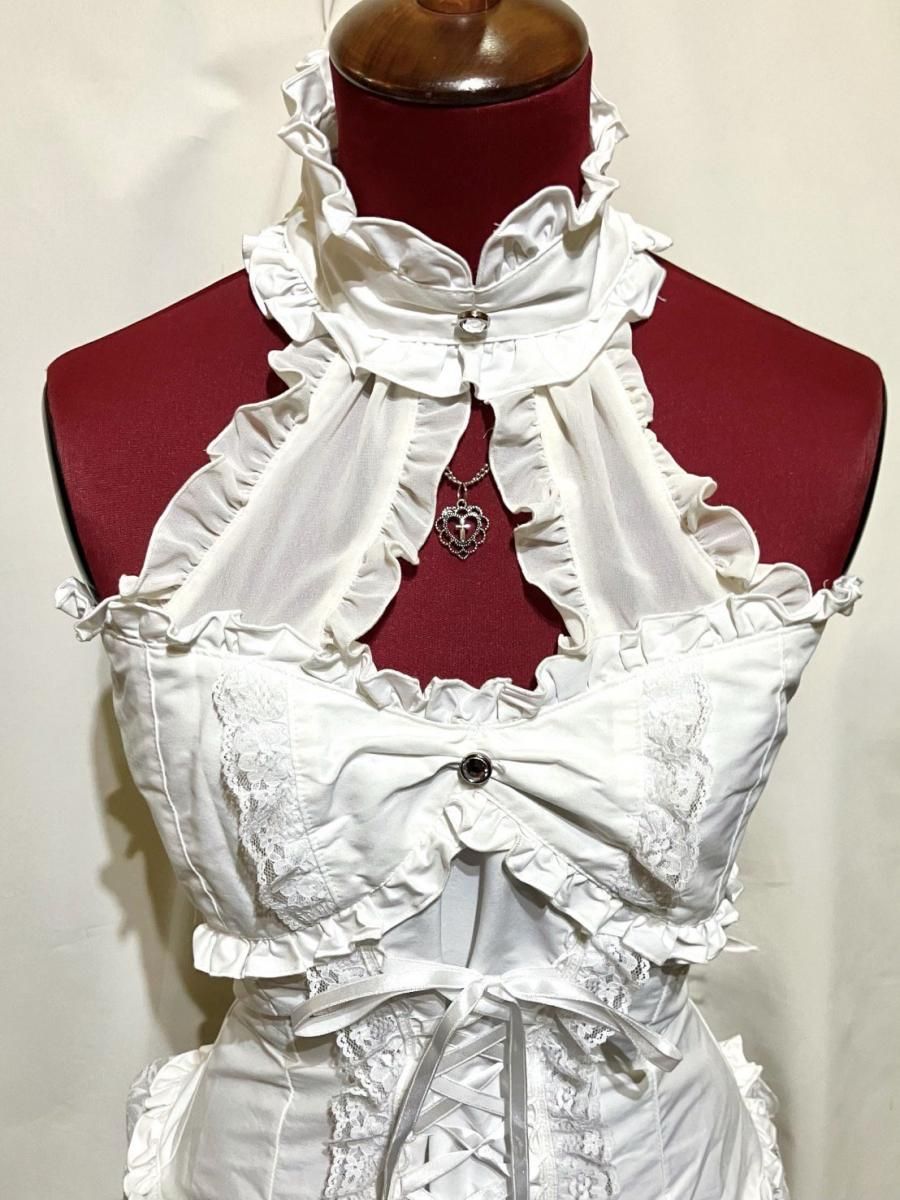 ◇受注商品◇十字架付き編み上げビスチェ：白×白 - MARBLE