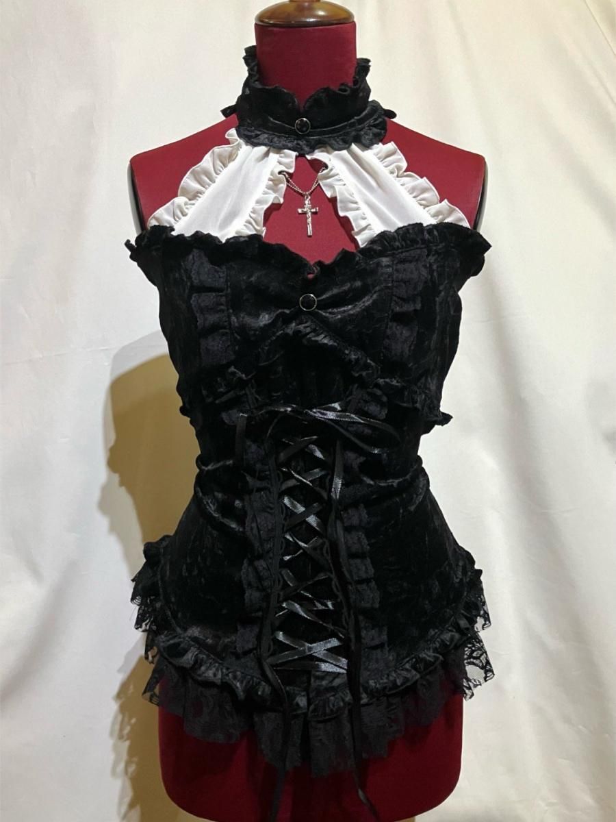 ブラック レース コルセット ビスチェ レースレディース Lace Ladies ビスチェ編み紐コルセット 共布