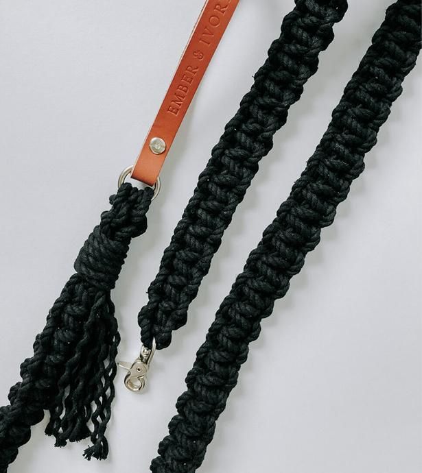 EMBER&IVORY  リード Macrame Dog Leash - Black / EMBER & IVORY - BEAST COAST