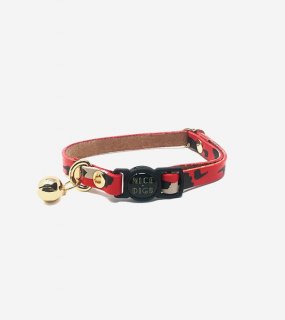 ANIMAL LEATHER CAT COLLAR - RED / NICE DIGS