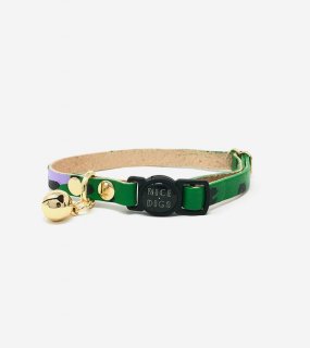 ANIMAL LEATHER CAT COLLAR - GREEN / NICE DIGS