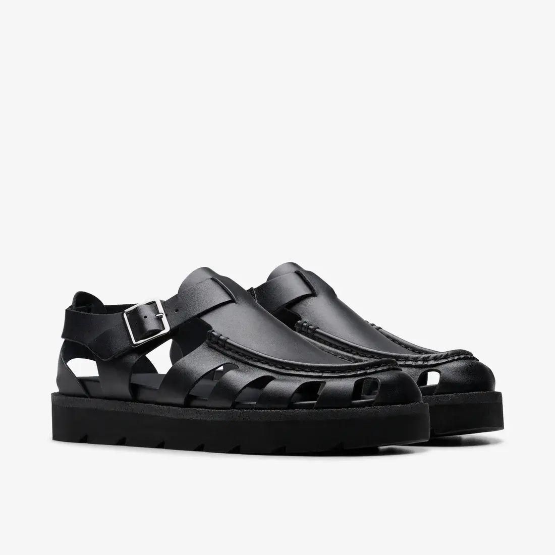 顼 Clarks Meare Buckle Black Leather 26180755