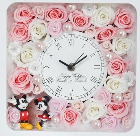 ディズニーの名前入れもできる花時計 ミッキーとミニーのプリザーブドフラワー ディズニーの名前入れもできる花時計 ミッキーとミニーのプリザーブドフラワー