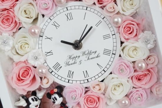 ディズニーの名前入れもできる花時計 ミッキーとミニーのプリザーブドフラワー ディズニーの名前入れもできる花時計 ミッキーとミニーのプリザーブドフラワー