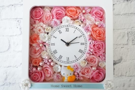 ハローキティ プリザーブドフラワー 花 ギフト 時計 還暦祝い