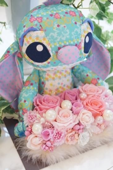 スティッチ ぬいぐるみアレンジ プリザーブドフラワー お祝い ウェディングギフト 電報 祝電 花 スティッチ ぬいぐるみアレンジ プリザーブドフラワー お祝い ウェディングギフト 電報 祝電 花