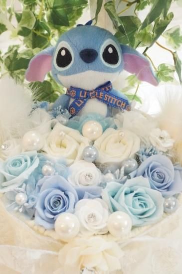 スティッチのプリザーブドフラワー リングピロー 指輪置き 結婚式 花 ギフト