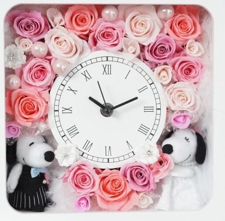 スヌーピー ウェディグギフト 枯れない花時計 プリザーブドフラワー 花 ギフト スヌーピー ウェディグギフト 枯れない花時計 プリザーブドフラワー 花 ギフト