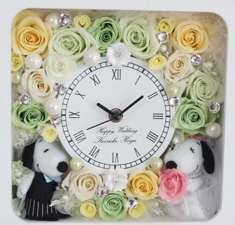 スヌーピー ウェディグギフト 枯れない花時計 プリザーブド スヌーピー ウェディグギフト 枯れない花時計 プリザーブド