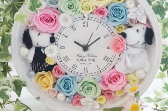 スヌーピー プリザーブドフラワーギフト 結婚祝い 花時計 花 ギフト