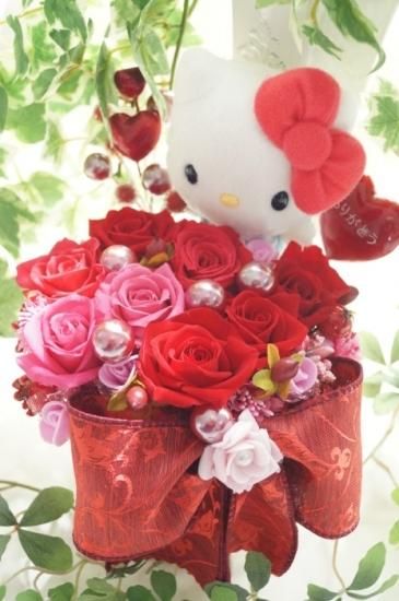 キティ プリザーブドフラワー アレンジメント 花束 花 ギフト キティ プリザーブドフラワー アレンジメント 花束 花 ギフト