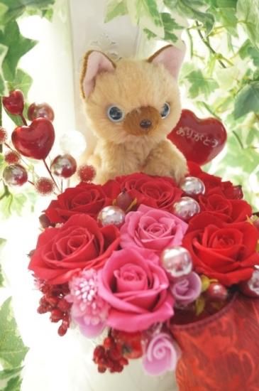 猫 ブーケのような花束 プリザーブドフラワーギフト アレンジメント 猫 ブーケのような花束 プリザーブドフラワーギフト アレンジメント