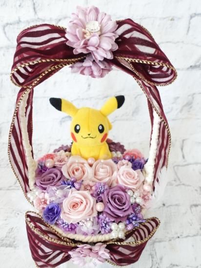 ピカチュウの花束｜プリザーブドフラワ フラワーギフト リングピロー