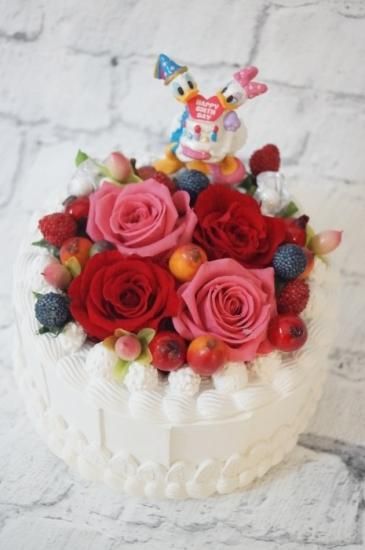 ディズニー ドナルド デイジー 誕生日ケーキ プリザーブドフラワ フラワーギフト 花束