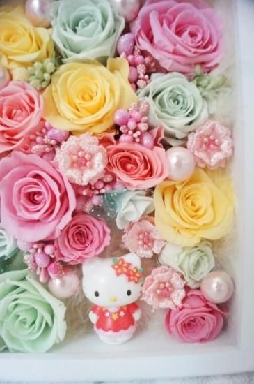 キティ　ダニエル　ウェルカムボード　フォトフレーム  写真立て キティちゃん プリザーブドフラワー 写真立て フォトフレーム 花