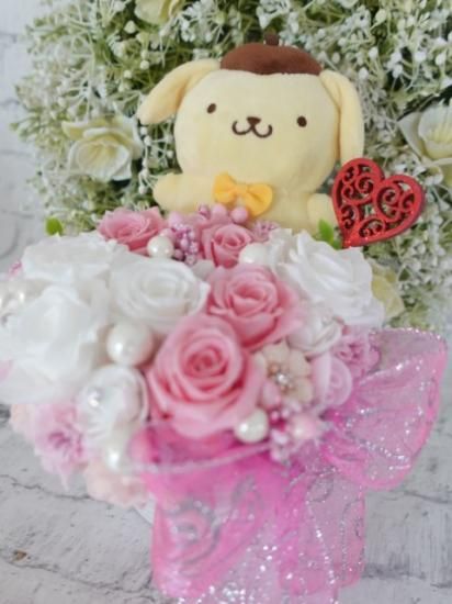 ポムポムプリン プリザーブドフラワーアレンジ 花ギフト ぬいぐるみ花束 ポムポムプリン プリザーブドフラワーアレンジ 花ギフト ぬいぐるみ花束