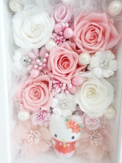 キティ プリザーブドフラワー 写真立て フォトフレーム 花ギフト 結婚