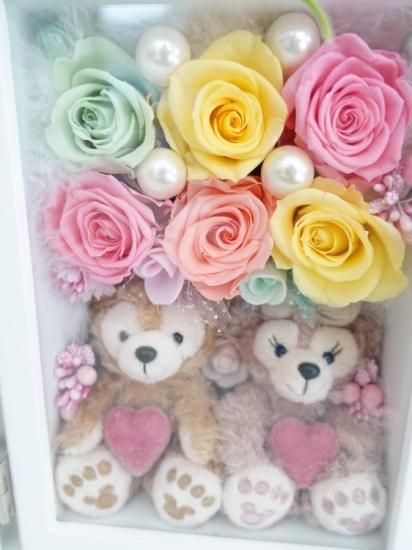 ディズニー ぬいぐるみ 花束 ダッフィーとシェリーメイ 写真立て