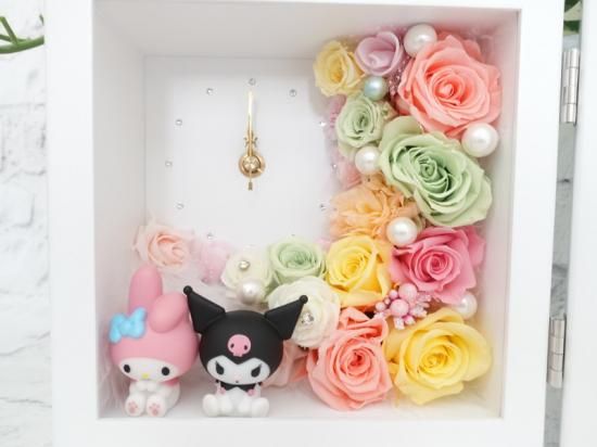 マイメロディとクロミちゃん ギフト プレゼント お花の時計 写真