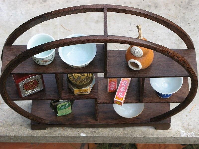 鶏翅木小博古架(飾り棚 丸小) - 桃花源(中国茶・茶器
