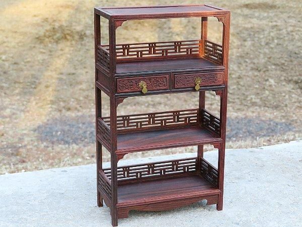 ミニチュア中国家具 酸枝 本棚 - 桃花源(中国茶・茶器・インテリア雑貨)