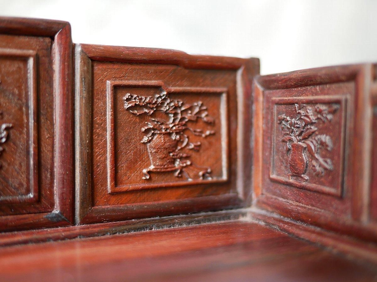 ミニチュア中国家具 酸枝 七屏羅漢床 - 桃花源(中国茶・茶器