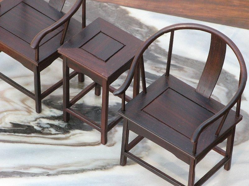 恵 #0226 】 紫檀 中国 唐木造 玩具 木製ミニチュア家具 机 椅子