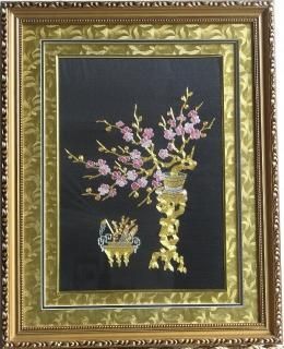 中国刺繍画　蘇州刺繍　花瓶立体刺繍 中国刺繍画 蘇州刺繍 花瓶立体刺繍 su051 : 実験工房 - 通販