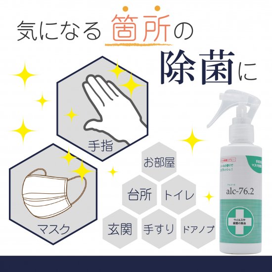 冷感除菌スプレーalc.76.2（アルコール76.2％）　メントール配合　手指消毒やマスクの除菌の写真