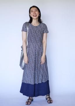 アーミッシュ風シンプルワンピース　Down To Earth パープル S アーミッシュ風シンプルワンピース◇ダークパープル *定番生地*