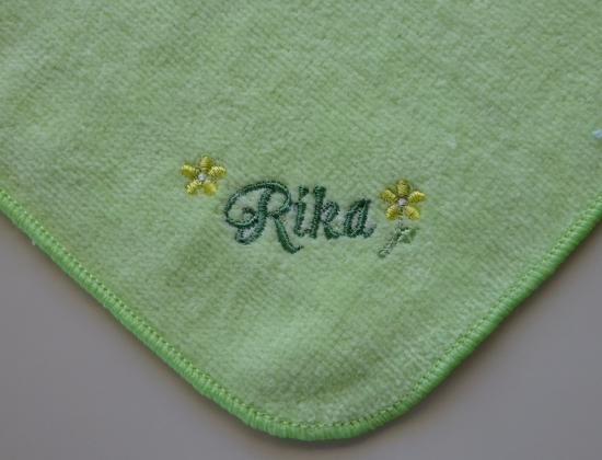 刺繍ハンカチ カラータオル5色セット お名前ローマ字＆小花