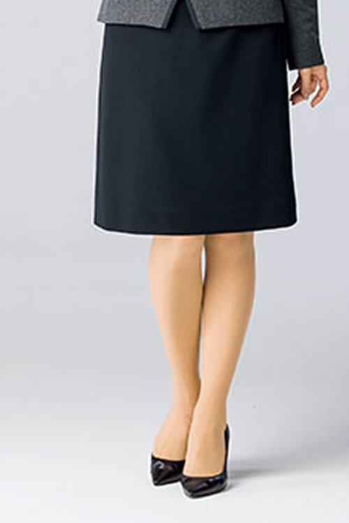 【ボンオフィス・A174シリーズ「リファインニット」】AS2301セミタイトスカート【オールシーズン・ニット・ウエスト部分ゴム・家庭洗濯ＯＫ】