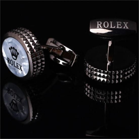 ROLEX カフス メンズ シルバー ブラック シンプル カフスボタン