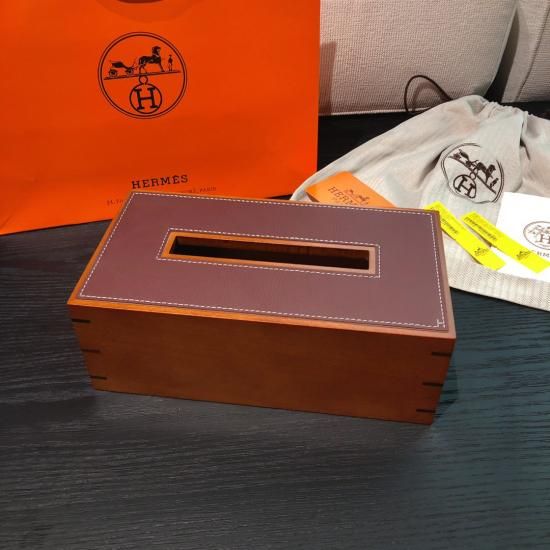 HERMES 木製レザー ティッシュボックス エルメス☆HERMES ティッシュケース☆ティッシュボックス 木 超レー