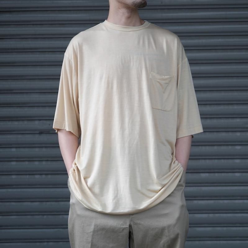 COMOLI 22ss ウール天竺 半袖クルー BEIGE サイズ4 - Tシャツ