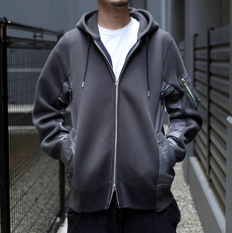 サカイ sacai ジップアップパーカー Sponge Sweat Hoodie-