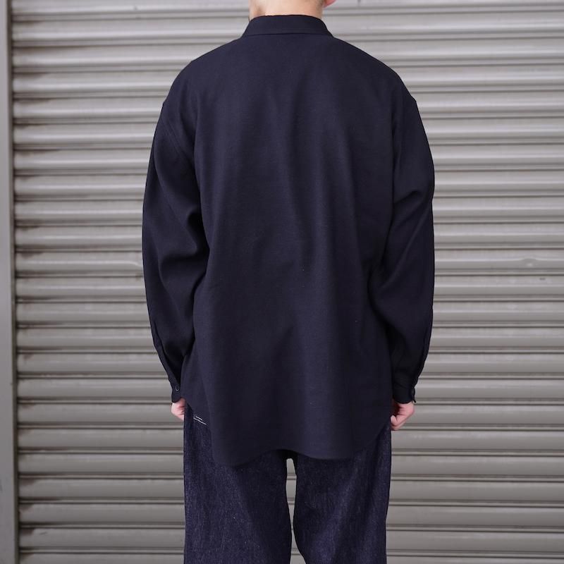 COMOLI] カシミヤ和紙 ハーフジップシャツ (NAVY) | INS ONLINE STORE