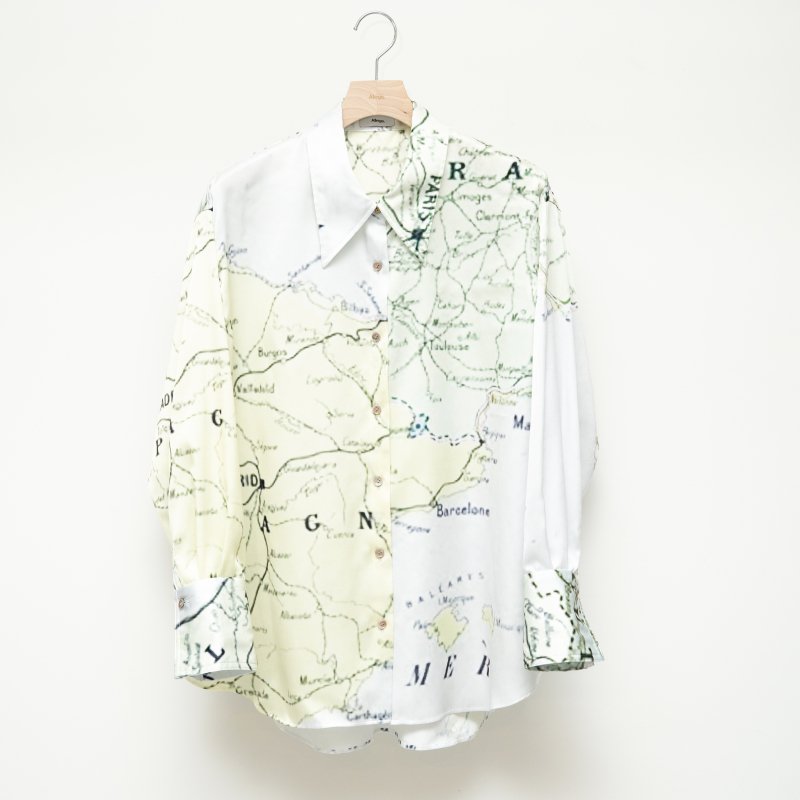 <img class='new_mark_img1' src='https://img.shop-pro.jp/img/new/icons6.gif' style='border:none;display:inline;margin:0px;padding:0px;width:auto;' /> [Allege.] アレッジ Map Print Shirt(Ivory)
