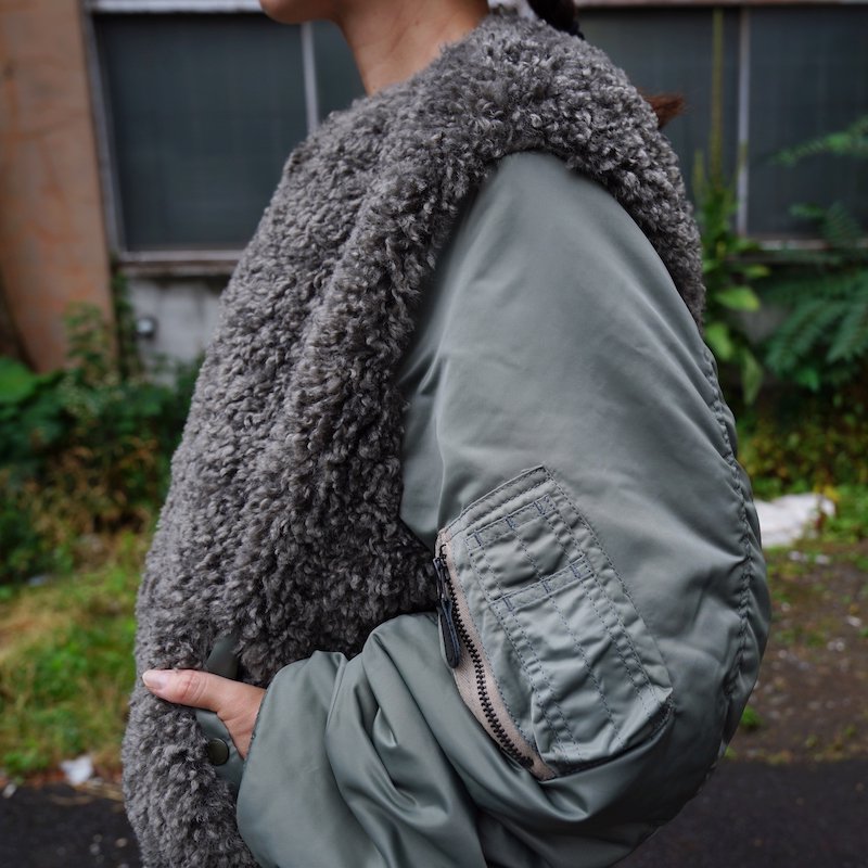 HYKE] ハイク FAUX SHEARLING TYPE MA-1(OLIVE DRAB)