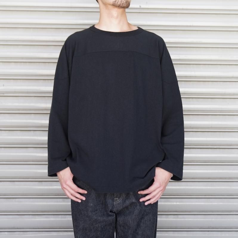 COMOLI] コモリ フットボールTシャツ (FADE BLACK) | INS ONLINE STORE