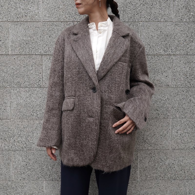 [CLANE] クラネ MIX SHAGGY OVER TAILORED JACKET 15101-0002(BROWN)