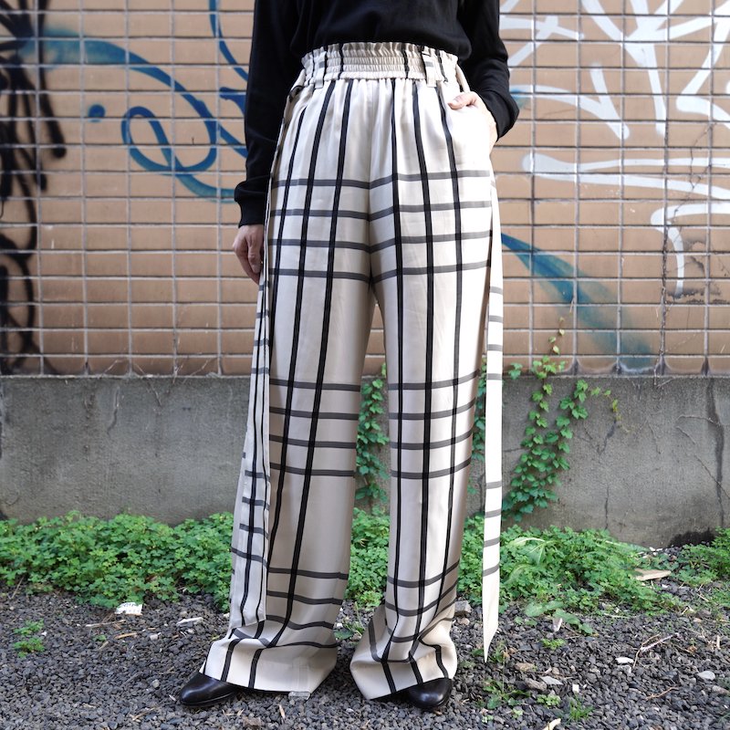 ガウチョパンツ23AW HYKE ハイクCUPRO CHECK WIDE LEG PANTS