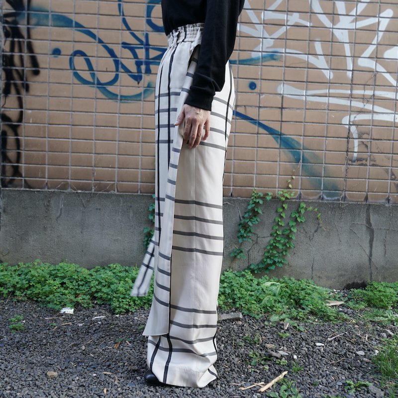 ガウチョパンツ23AW HYKE ハイクCUPRO CHECK WIDE LEG PANTS